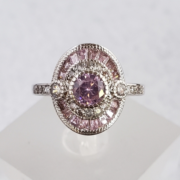 Sterling Pink Baguette Ring - Picture 2 of 8